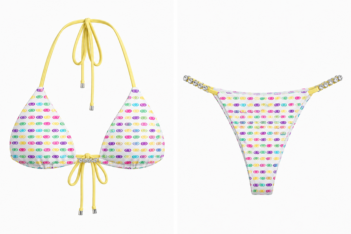 “Fruity looms” bikini bottoms